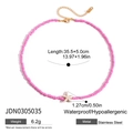 Pink beaded necklace with white starfish pendant and gold stainless steel clasp - Pink Rice Bead Starfish Style (JDN0305035)
