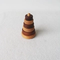 Wooden rainbow stacking tower toy in natural dark brown and light wood finish - Carbonized Classic Tower (Circle)