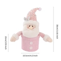 Pink sequin Christmas Santa gift bag with striped knit fabric and faux fur, height 30cm - Pink Apple Box Santa