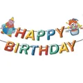 Striscione Happy Birthday con clown del circo colorato per festa di bambini - Banner con Motivo Clown
