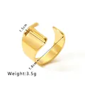 Detail showing 18K gold plated wide C-shape ring with size measurements and 3.5g weight - Letter C with Bar