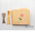 L-size yellow floral gift bag set with pink flowers and matching ribbons, 30x12x27cm size - ZD5003 Flower Whisper-L Yellow (Set of 3)