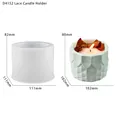 Macro detail of geometric lace pattern silicone mold and finished resin candle holder - Scalloped Lace Candle Cup Mold