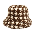 Cappello da pescatore in peluche invernale con motivo a stelle marroni e bianche - M (56-58cm) / Cachi