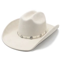 Classico cappello da cowboy beige in finto scamosciato con fascia borchiata in metallo - M (56-58cm) / Beige