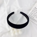 Classic black velvet headband with wide padded design on white minimalist background - 2cm / Black