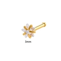 Golden 3mm flower-shaped zircon nose stud in polished stainless steel finish - Straight Bar Star Zirconia (Gold)