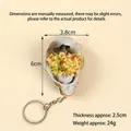 Realistic artificial oyster keychain with garlic topping and silver metal ring - Low Garlic Oyster - Keychain