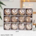 Lot de 12 boules de Noël 6cm champagne doré avec paillettes en boîte transparente - Boule en Fil de Soie / Lot de 12 / Gris foncé