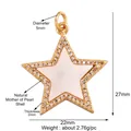 Ciondolo a stella dorato con conchiglia di madreperla naturale e strass bianchi - Ciondolo in Madreperla a Stella (M520320-Shell)