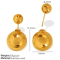 Minimalist gold double ball earrings in polished stainless steel for women - Double Ball Design Style (EH592) / Gold