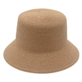 Classic khaki straw bucket hat for sun protection featuring fine woven paper textures - Khaki