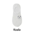 White low cut invisible boat socks with cute blue-grey koala embroidery detail - Koala