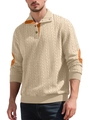Dettaglio ravvicinato della maglia beige e toppe arancioni sui gomiti per maglione uomo - S / Cachi
