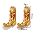 Golden cowboy boot charms with red flame details, 21x13mm size for DIY jewelry - Enamel Filling / Red Flame Gold Boot