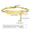 Custom engraved gold stainless steel bracelet with letter J charm and small white crystal - 12CM Letter J / Gold