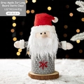 Grey knitted Santa Claus apple gift jar with red snowflake pattern for Christmas - Grey Long Beard Santa Claus Style