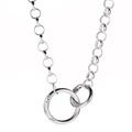 Silver multi-layer necklace featuring a unique interlocking round spring clasp detail - Silver-Tone Double Ring Spring Clasp Metal Necklace (White Gold Tone 9327)