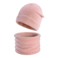 Detalle del conjunto de gorro y bufanda rosa para niños con forro cálido de invierno - Rosa