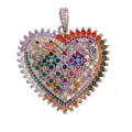 Colorful large heart pendant with multi-color cubic zirconia and crystal pavé details - Mix Color-Large Heart