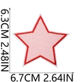 Star shaped pink embroidery patch with precise measurements 6.3cm height and 6.7cm width - No. 26 (Pink Fill Red Edge Star)