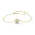 Elegant gold-plated S925 sterling silver heart bracelet with sparkling zircon crystals - White Zirconia - Gold Plated