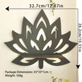 Schwarzes Wandregal aus Holz in Lotosblumenform mit Schnitzerei und kleinem Ablagefach - 32.7*26.2cm / Schwarz