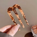 U-shaped hair pin in elegant amber tortoiseshell finish for modern vintage hair styling - Tortoise 3-Prong / Coffee 3-Prong Hair Fork