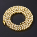 Single row gold plated tennis chain necklace featuring round cut cubic zirconia stones - 18cm / Gold White Zirconia 4mm