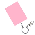Porte-clés carte rose rectangulaire avec mousqueton et anneau en métal argenté - Pink claw lobster clasp (blocked, you need to look at the picture and ask customer service) / Emballage Individuel