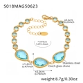 Gold stainless steel anklet set with light blue Czech glass stones and precise measurements - Waterdrop Style / 16+5cm / Gold Blue