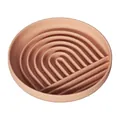 Orange pink silicone slow feeder pet bowl with rainbow textured maze design - Standard Bowl / Pink