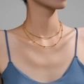Double-layered gold-plated snake chain necklace featuring polished solid golden beads - Gold Layered Round Bead Chain