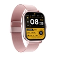 Pink smartwatch with 1.83-inch touch screen showing fitness data and metal woven band - Metal Milanese Band / Pink