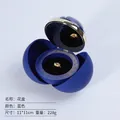 Blue spherical jewelry gift box with gold trim and heart ring holder for proposals - Gold Buckle Sphere Rose Ring Box / Dark Blue