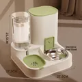 Automatische voerbak en waterdispenser saliegroen met roestvrijstalen voerbak - Roestvrijstalen stijl / Groen
