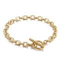 Elegant golden stainless steel chain bracelet featuring a stylish toggle T-bar clasp - 210mm x 6mm / Gold