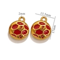 Ciondolo pallone da calcio dorato e smalto rosso per bracciali e collane DIY - Calcio-Rosso