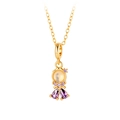 Golden mermaid necklace with white chalcedony and purple zircon crystals - Goldfish (925-2# Gold)