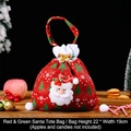 Christmas gift bag with 3D Santa Claus pattern, 22x19cm festive red candy tote - Red Green Handle Santa / Red