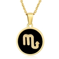 Vue détaillée du symbole du Scorpion gravé sur un pendentif rond en or et noir - Scorpion (Avec Chaîne)