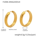 Detailed size measurement of gold stainless steel hoop earrings with 2.05cm height - Gold (F1098-2)