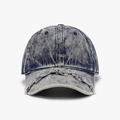 Berretto da baseball in denim blu lavaggio neve vintage con visiera strappata - Blu Navy (24A210)
