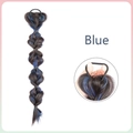 Blue and dark brown braided ponytail hairpiece with highlights and clip attachment - Bubble Braided Ponytail / Haze Blue