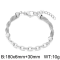 Silver minimalist steel bracelet with twisted mesh and oval chain links in a sleek finish - Steel Color Bracelet (KB143576-Z)