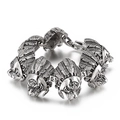 Retro warrior head titanium steel bracelet for men with vintage wolf head link design - Wolf Head Feather Style (KB29679-D)
