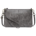 Sac bandoulière minimaliste en cuir PU gris avec texture vintage et détails en bronze - Noir et Gris