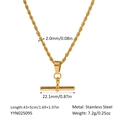 Technical drawing of gold T-bar necklace with 2.0mm chain width and 22.1mm pendant size - 2.0mm Rope Chain Style (YYN025095) / Gold