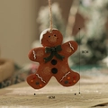 Gingerbread man resin ornament with green bow and white icing detail for Christmas tree - Gingerbread Man Style 5