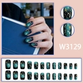 Starry sky gradient press-on nails with gold star sequins and square shape design - Starry Sky Gradient Star Style (W3129 with Glue)